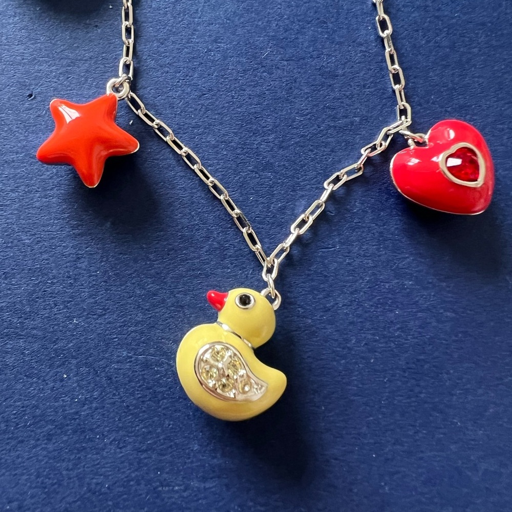 Swarovski Multi Charm Bracelet w Rubber Duck Heart Star Beach Crystals RARE - Picture 2 of 7